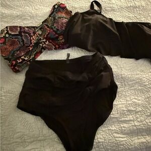 Torrid Plus Size Bikini Set Size 1 Two Tops One Bottom Black Swim Bundle